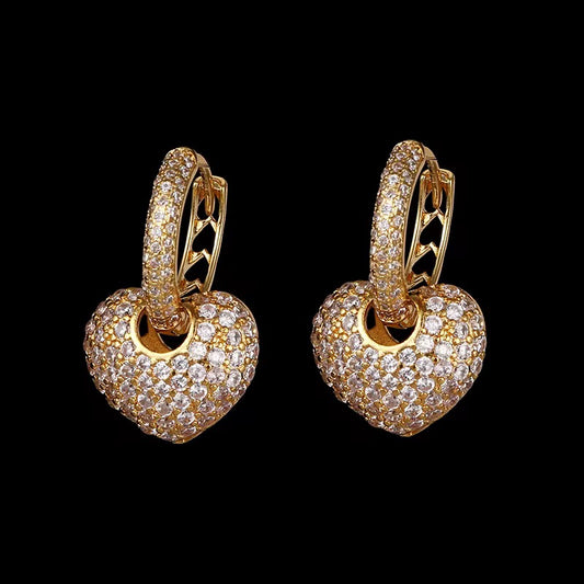 Studded Heart Bali Earrings-Gold & Silver