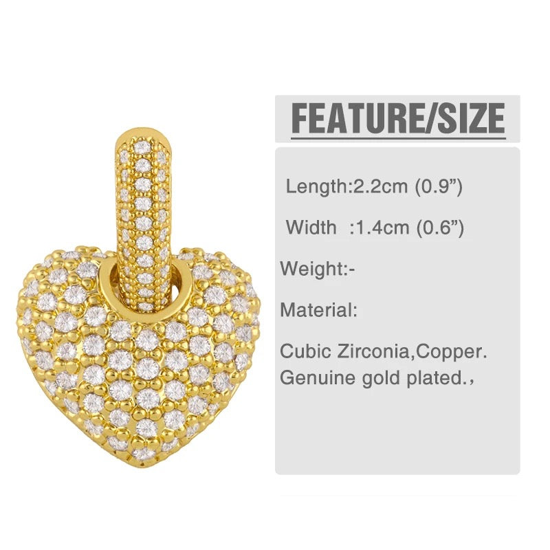 Studded Heart & Ring 2 in 1 Earrings-Gold
