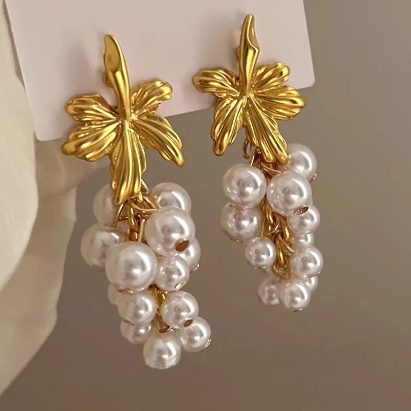Pearl Grape Vine Earrings