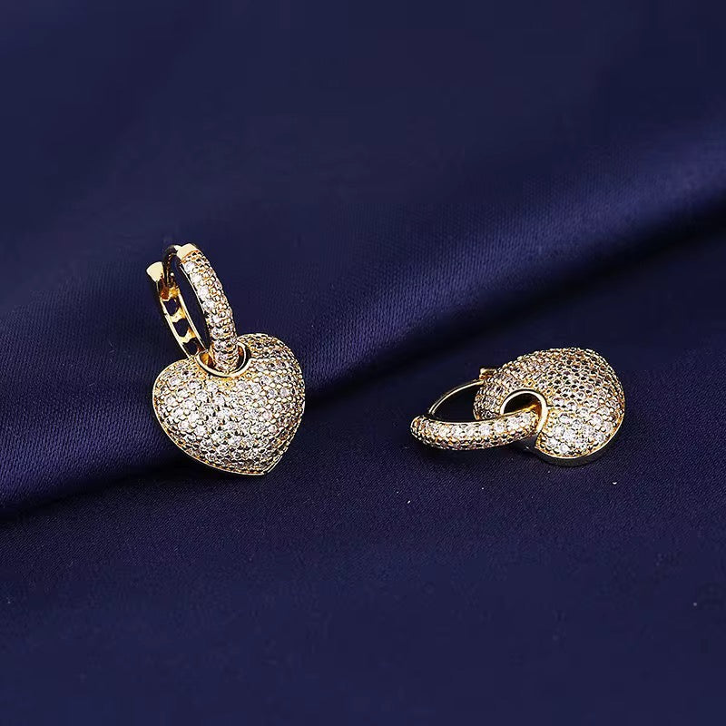 Studded Heart Bali Earrings-Gold & Silver