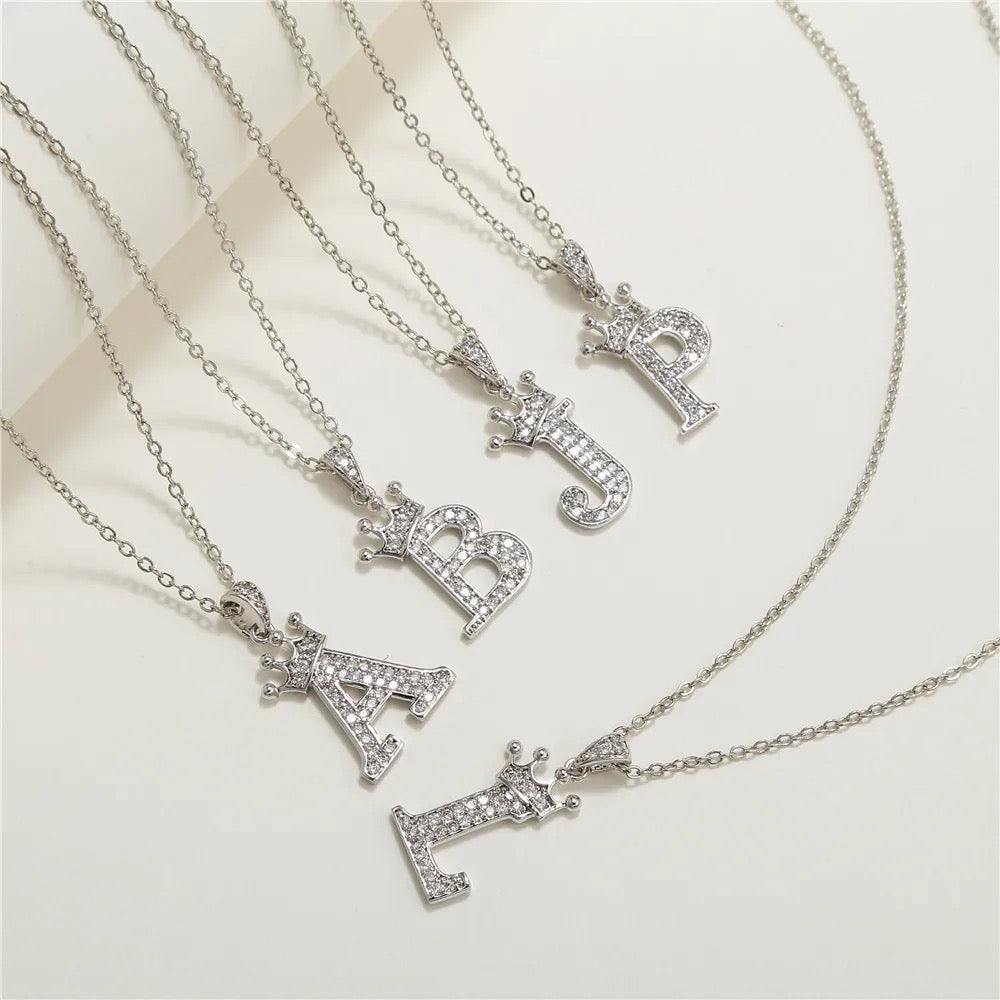 Small Princess Silver Alphabet Necklaces