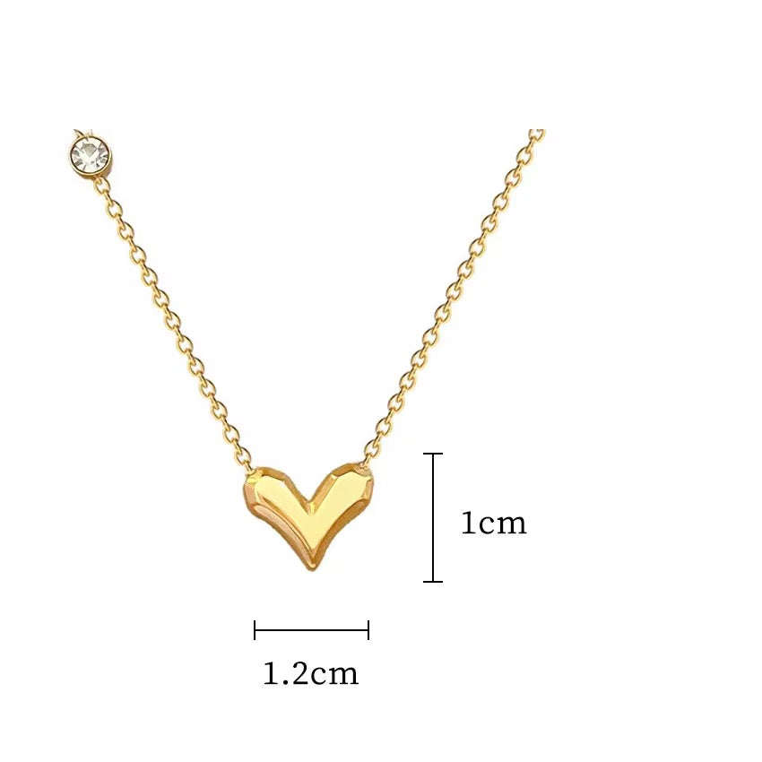 Tiny Heart Stud Necklace-Gold