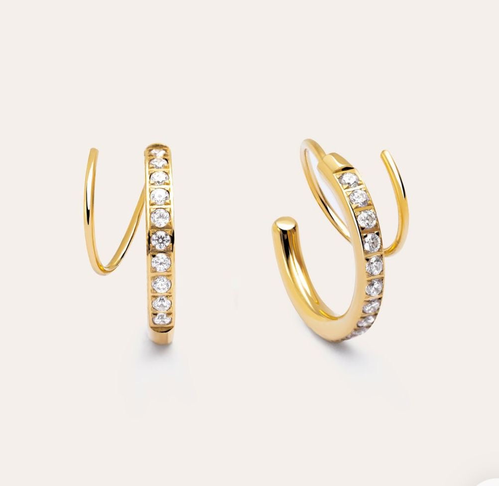 Dual Ring Earrings-Gold
