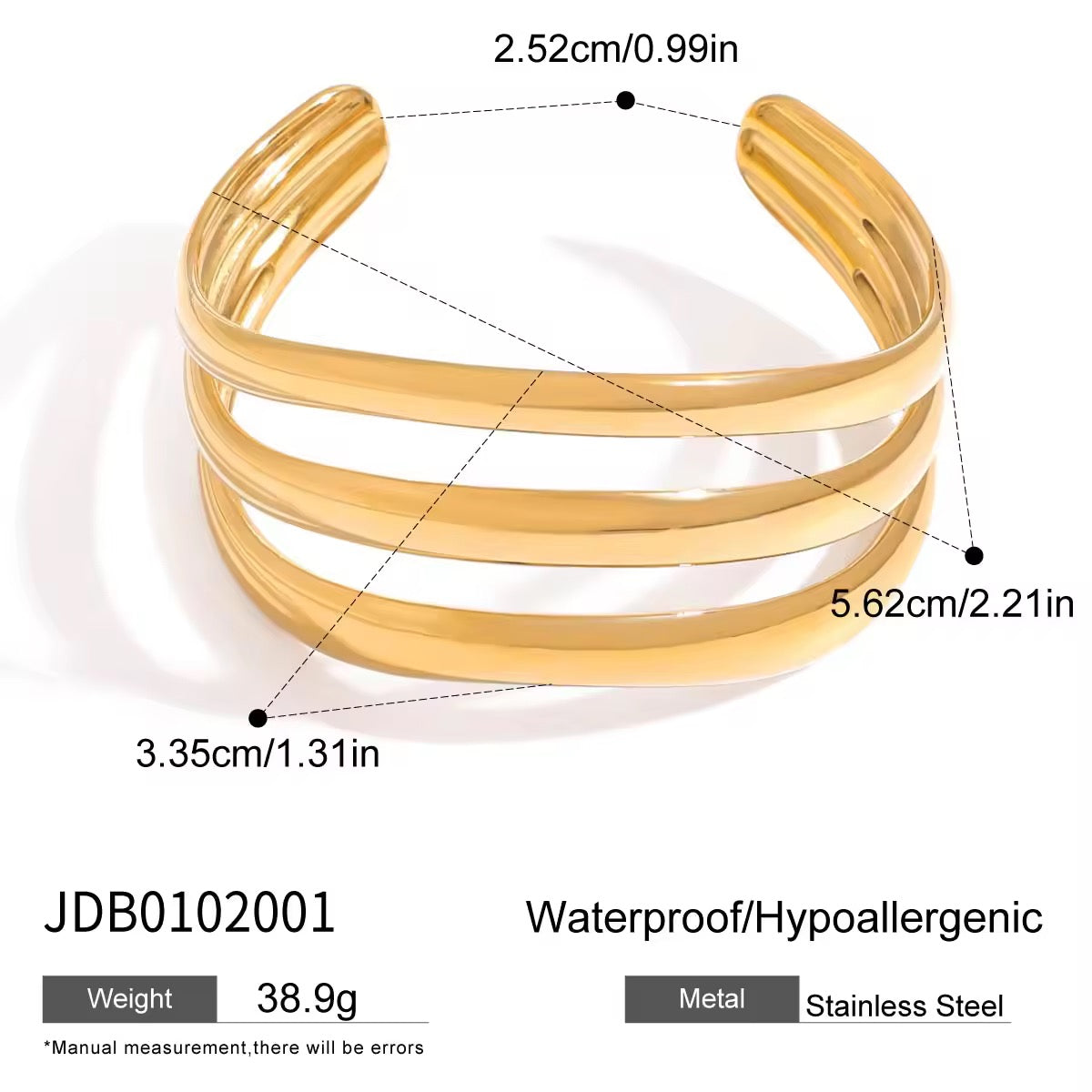 Solid SS Double Wave kada Bracelet