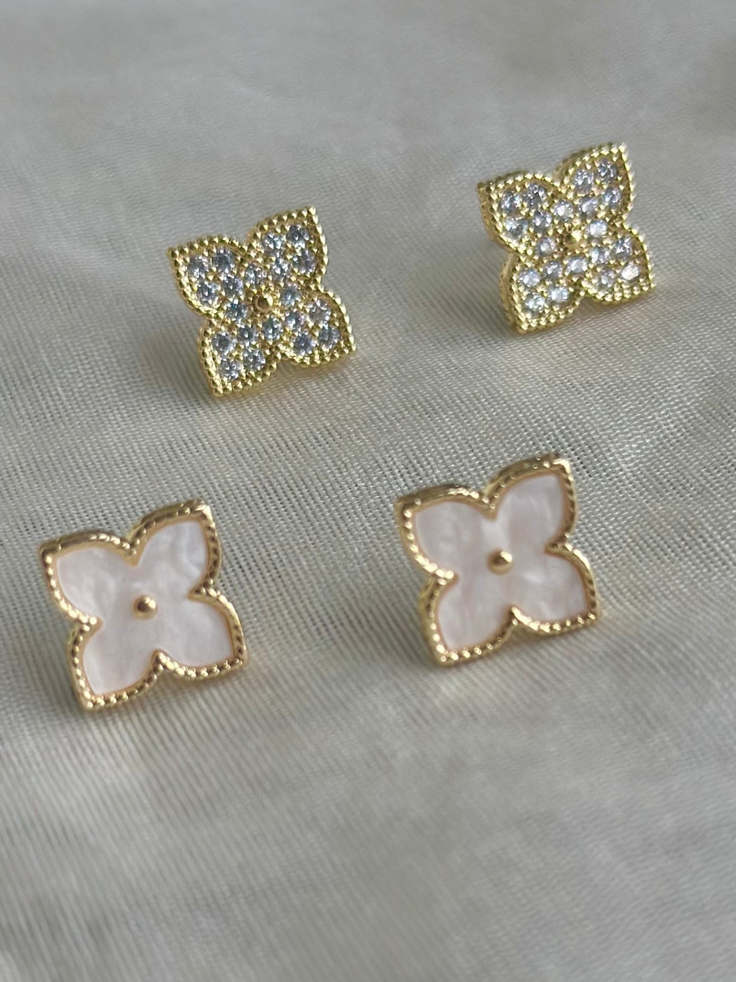 Flower & Clover Stud Earrings