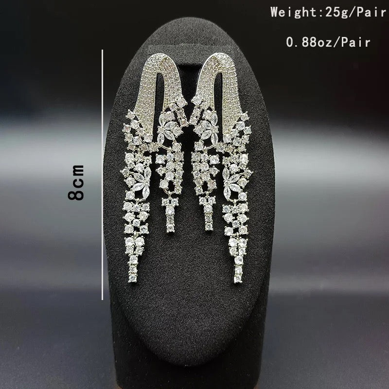 Silver Dribble Statement Earrings