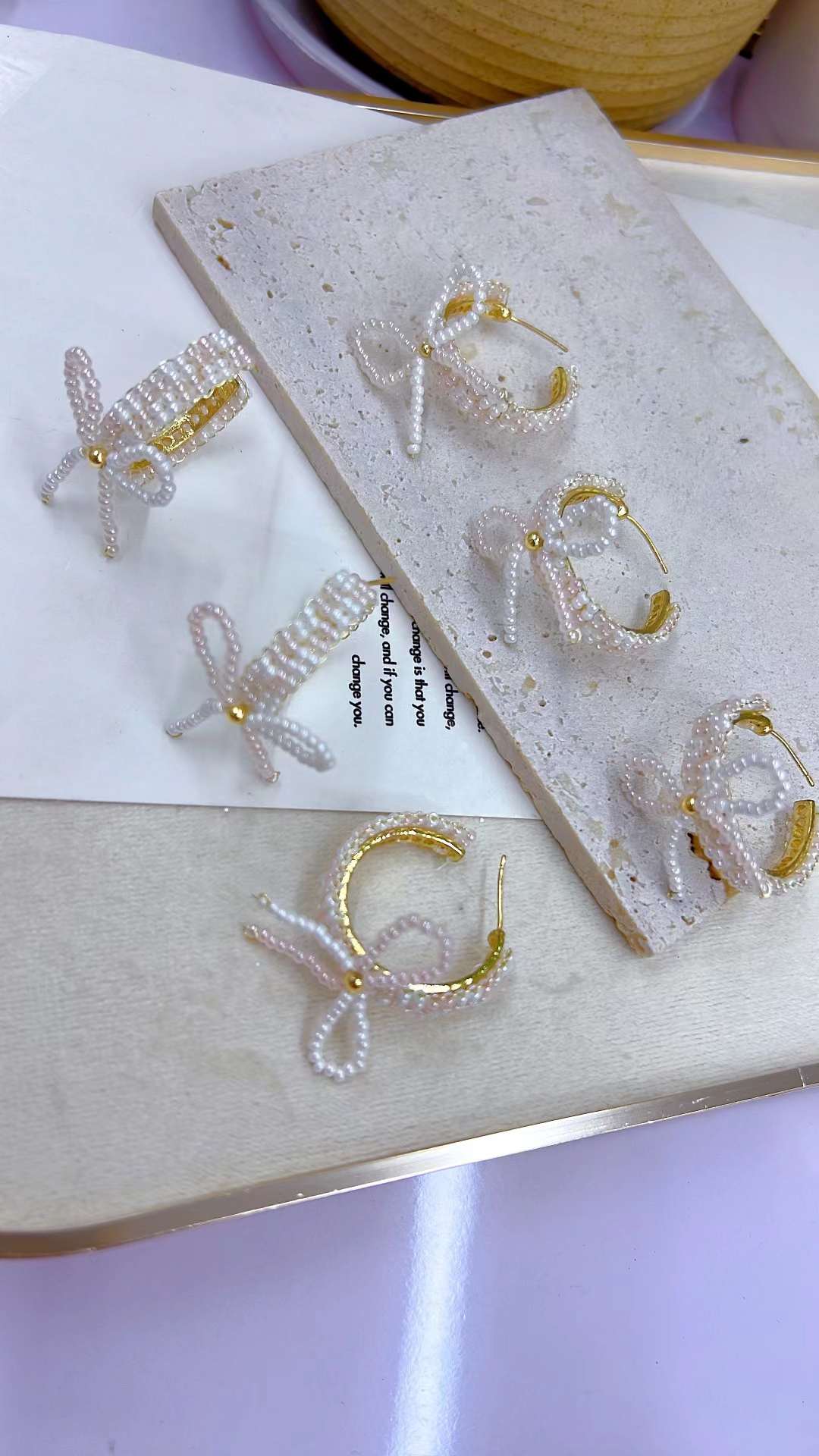 Pearl Bow Hoops