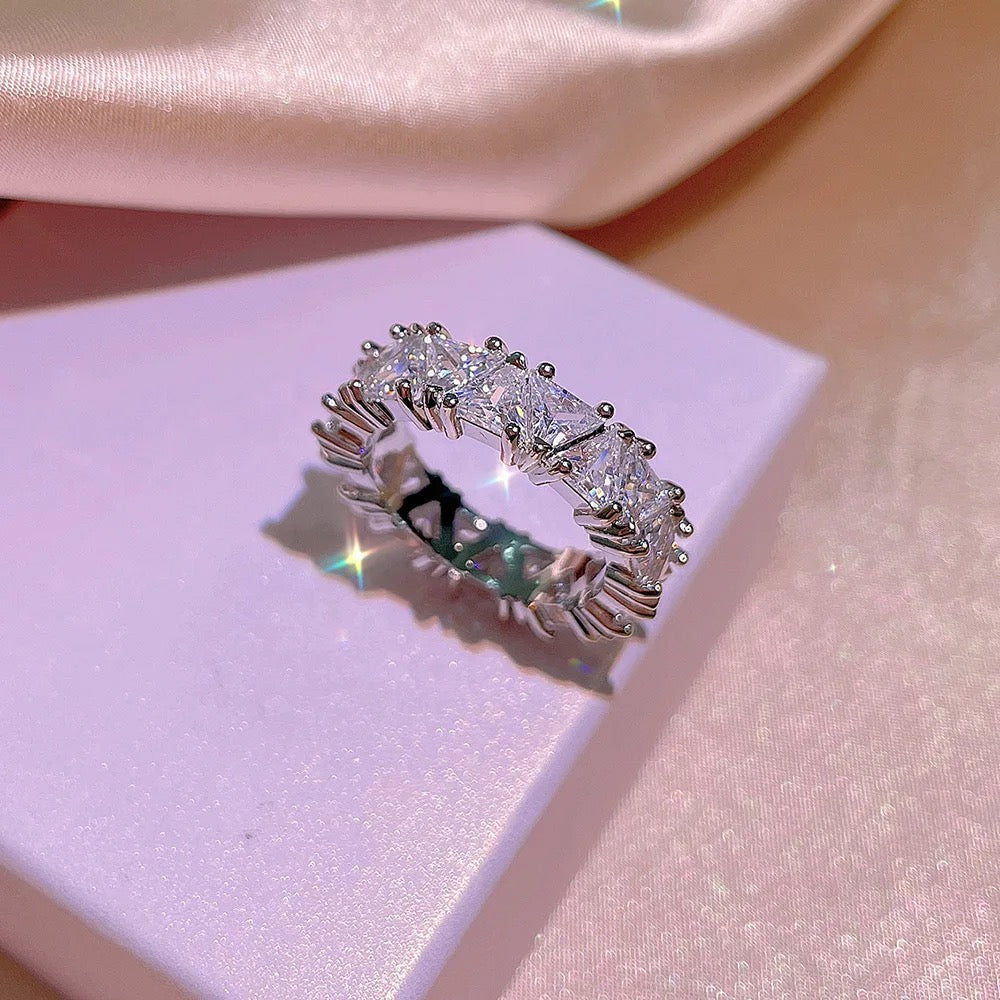 Triangular Eternity Ring-Gold & Silver