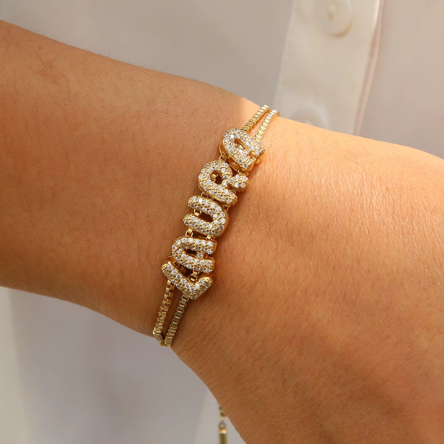 Studded Initial Slider Bracelet-Customised