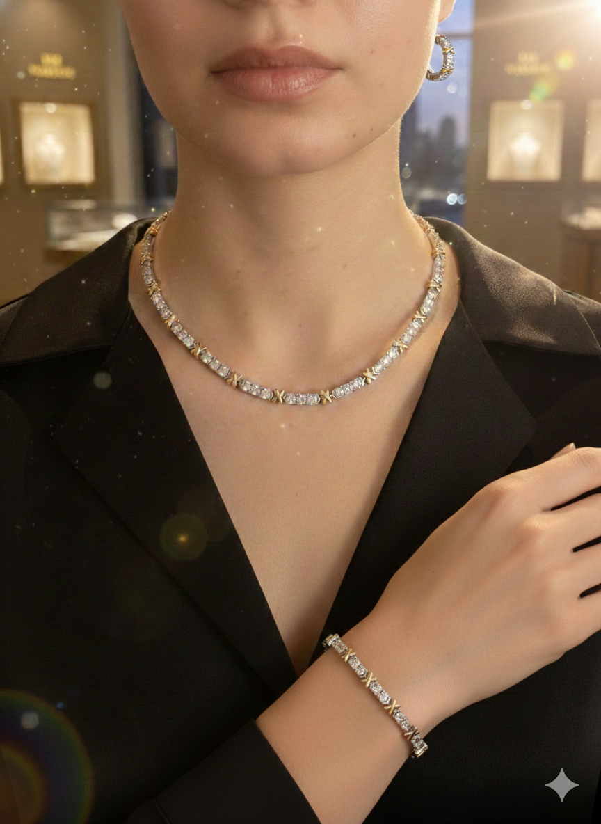 Signature X Luxe Choker Necklace & Earrings Det