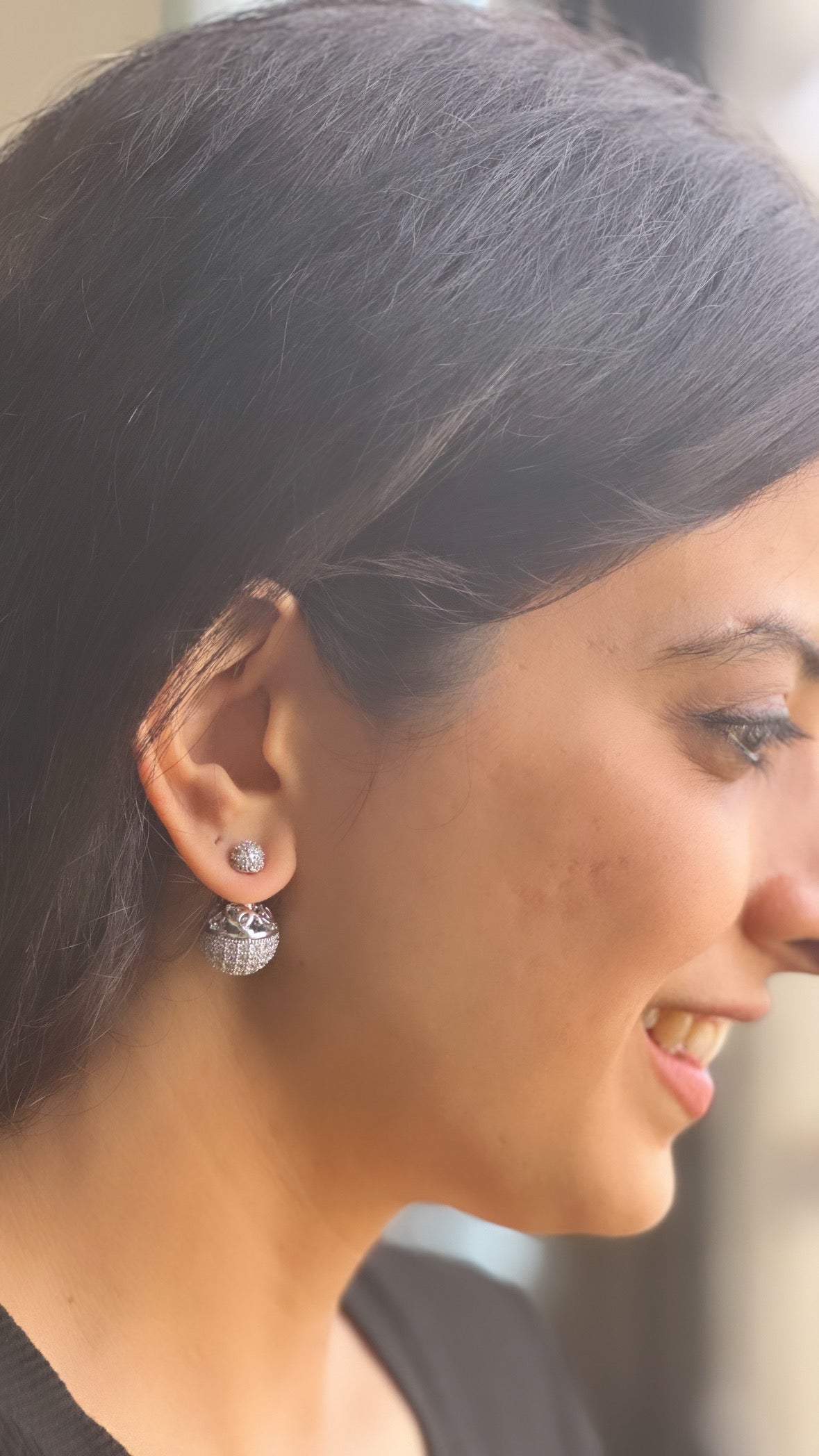 Studded Sandwich Earrings-Gold and Silver