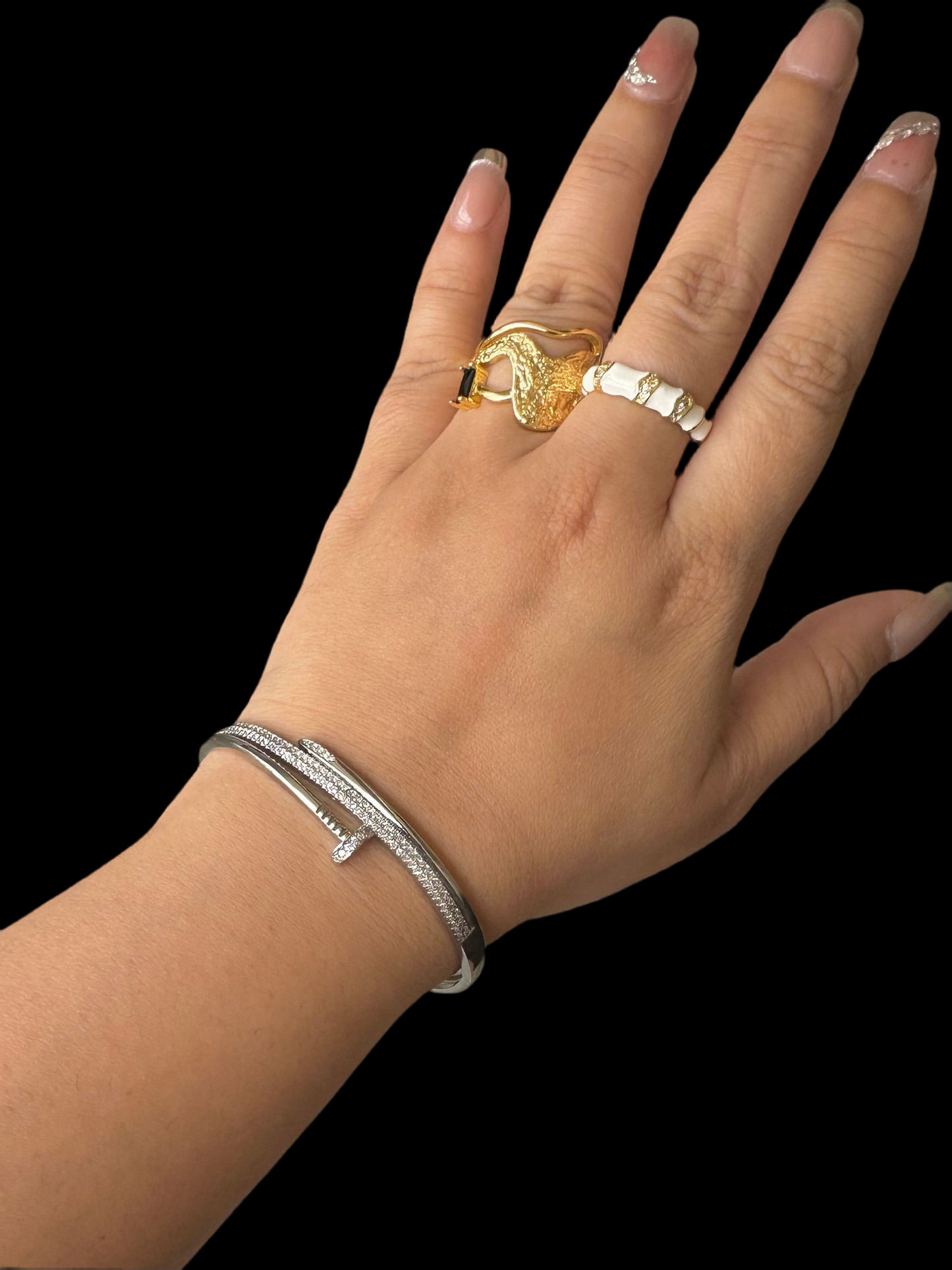 Studded New Nail Bracelet-Gold & Silver