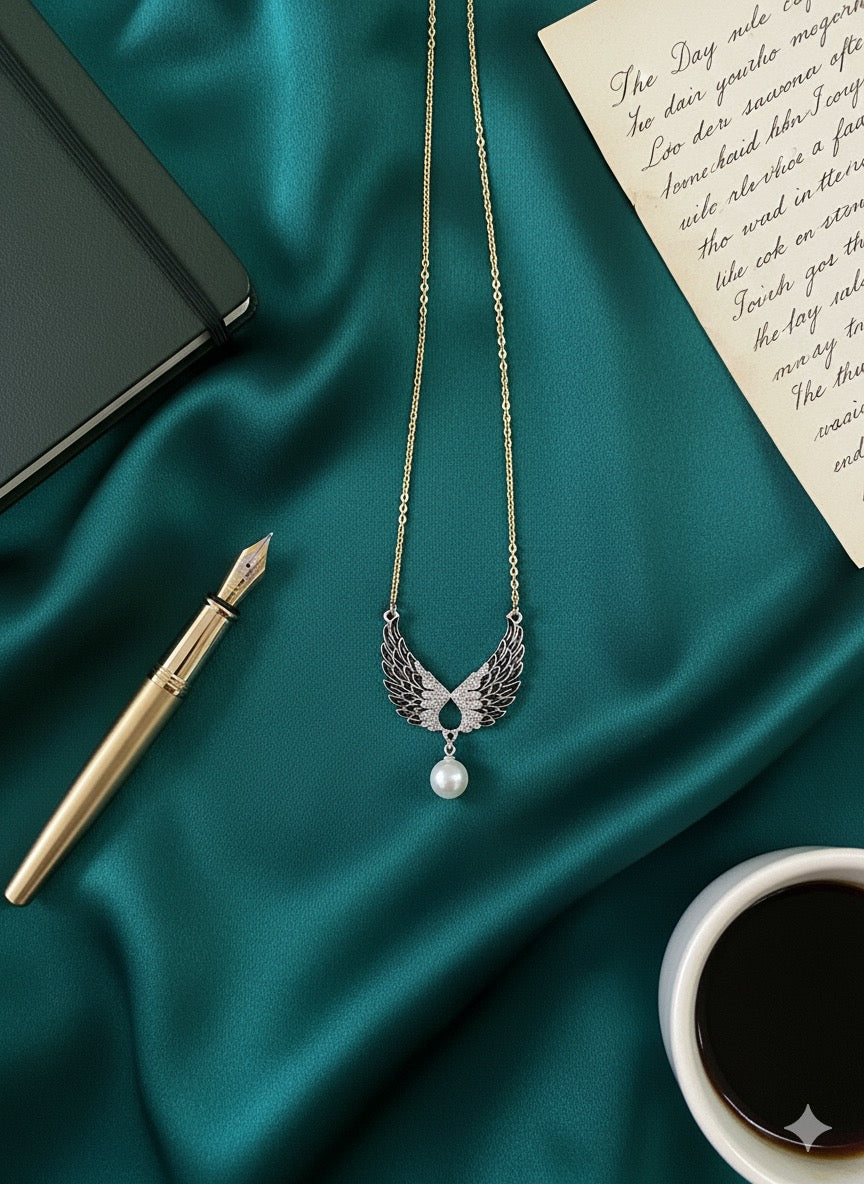 Black Angel Necklace-Silver