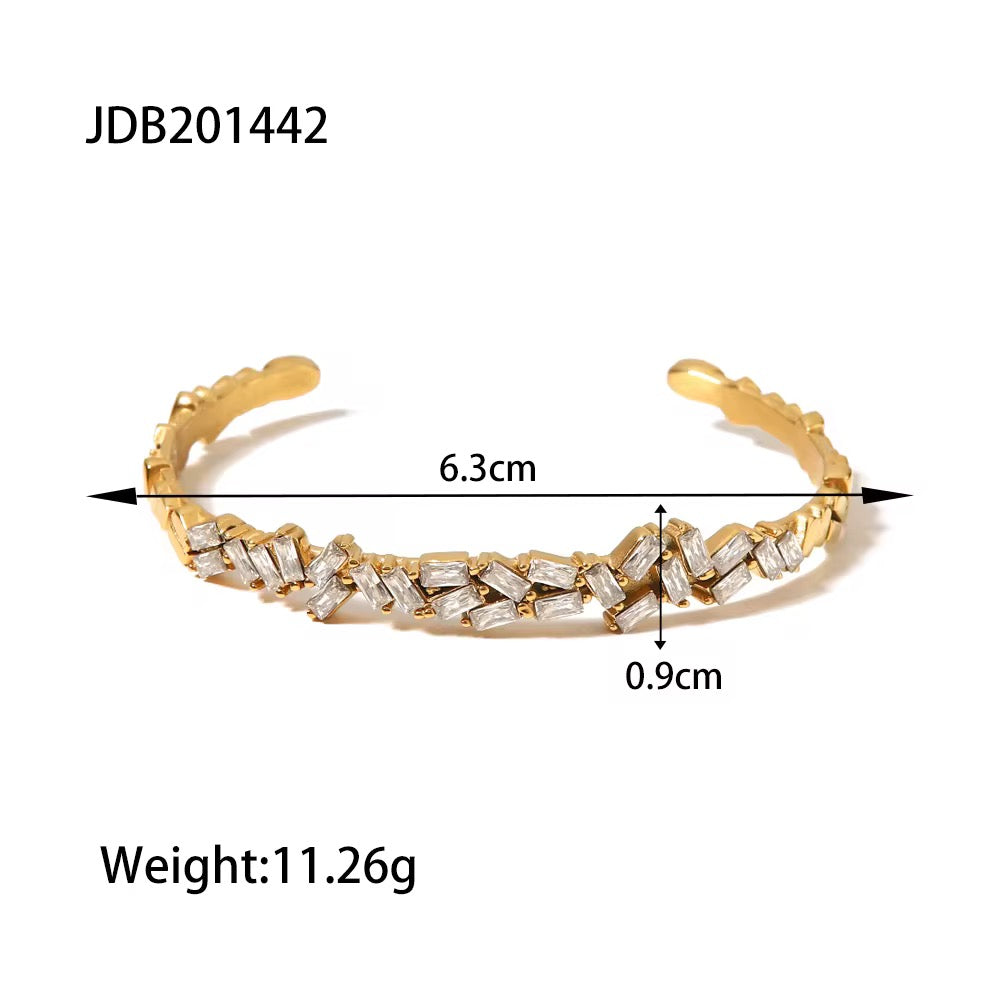Thin Criss Cross Baguette Adjustable Kada Bracelet- Gold