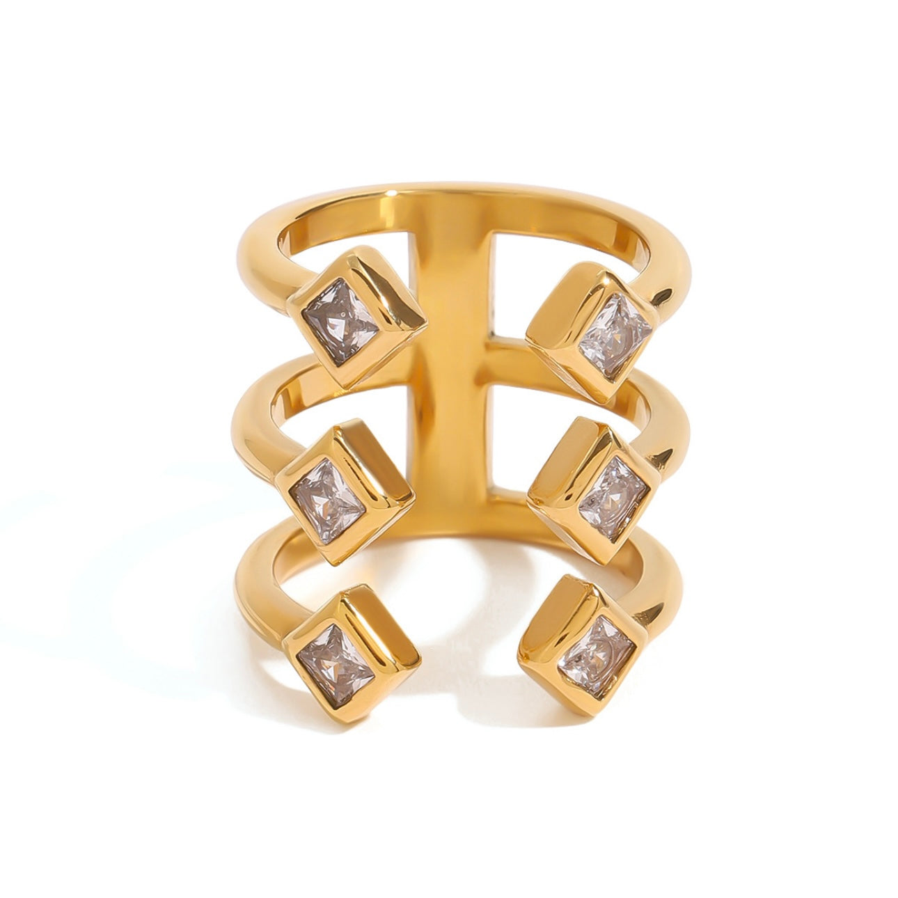 Triple Band Stone Ring