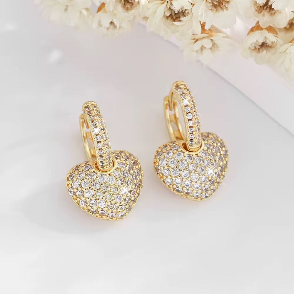 Studded Heart Bali Earrings-Gold & Silver