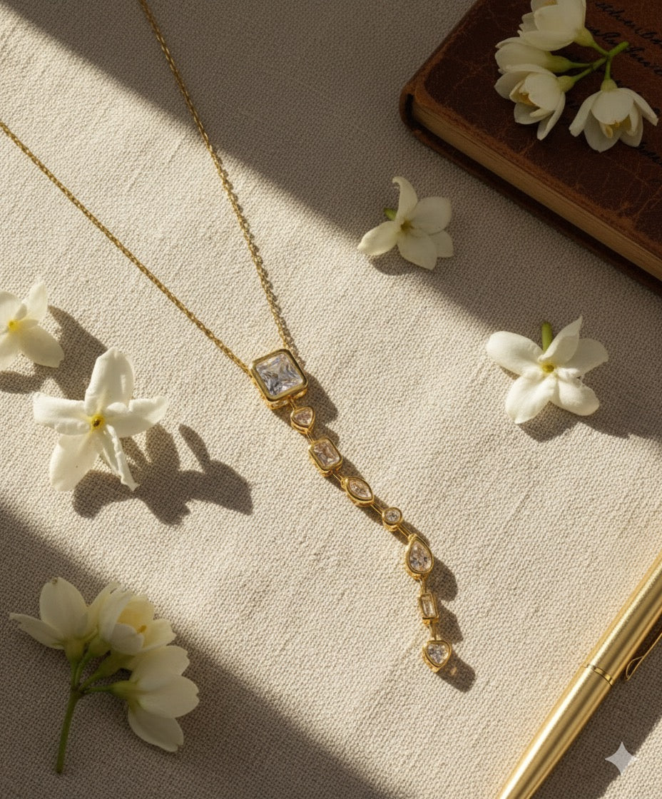 Verticle Gemstone Drop Necklace- 2 Styles