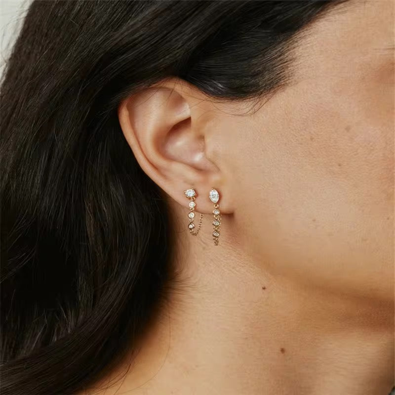 Luna Drop Earrings-Gold