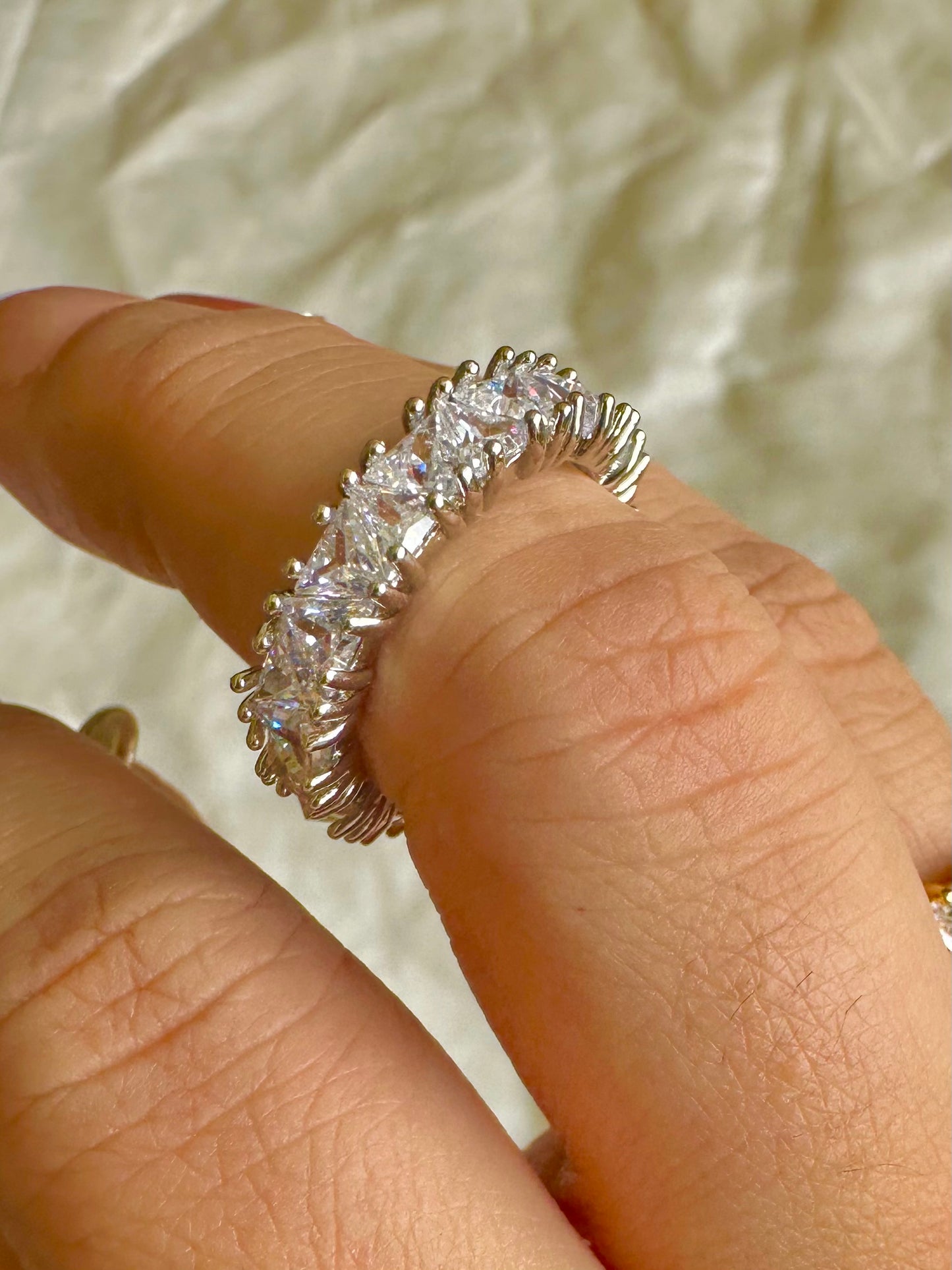 Triangular Eternity Ring-Gold & Silver