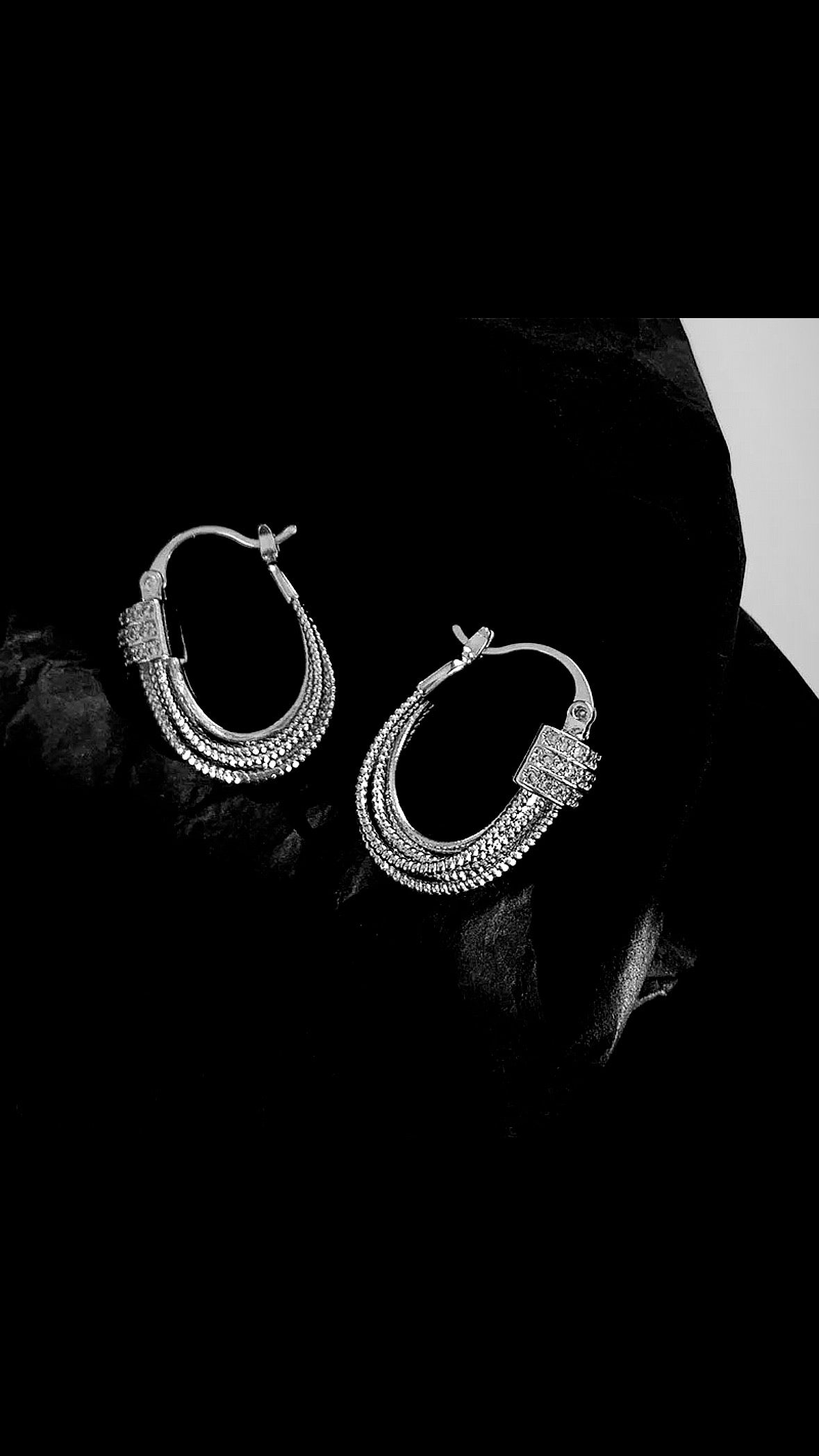 Elegant Silver Studded Hoop Earrings