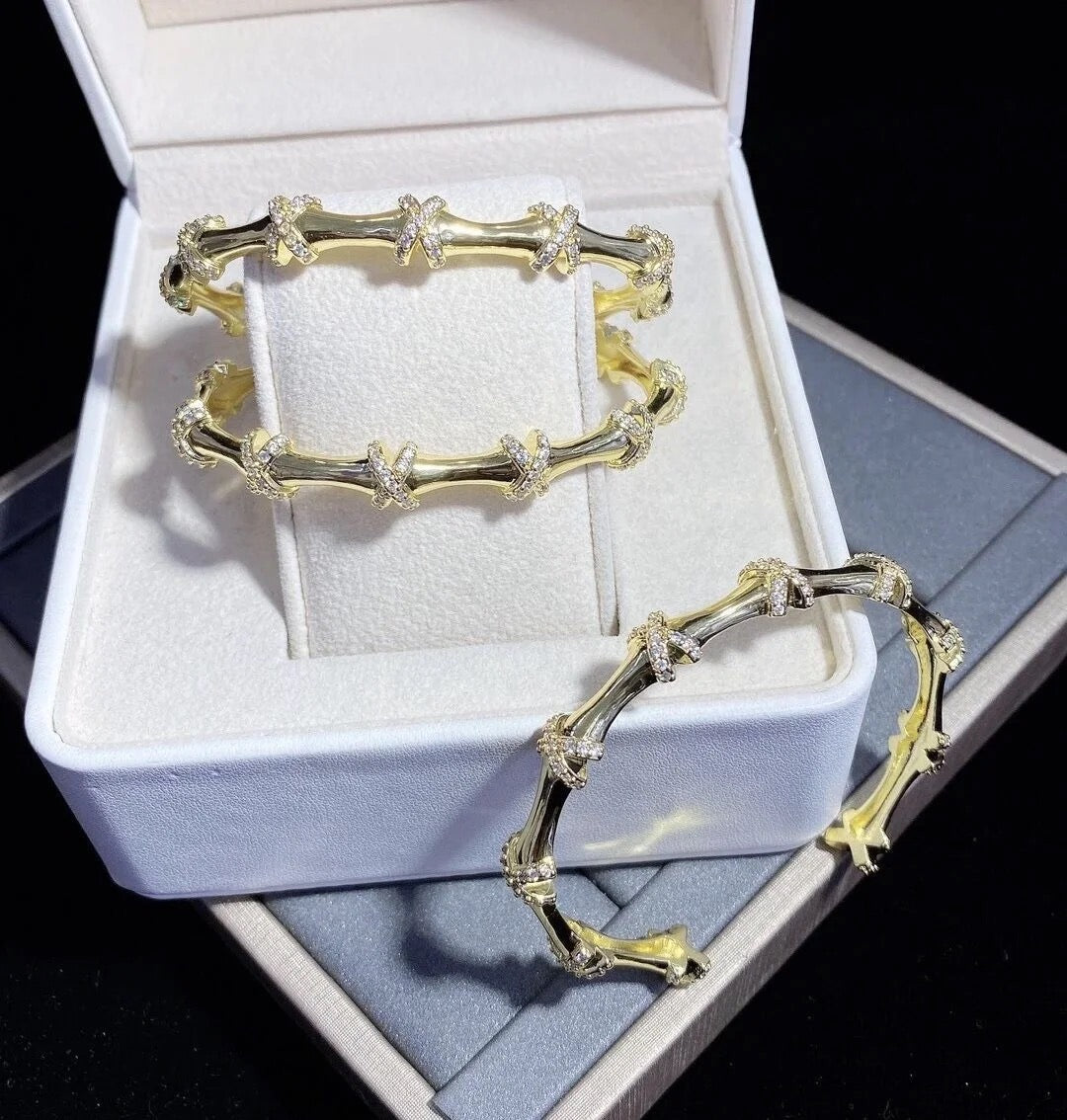 Studded Diamond Bamboo Bracelet