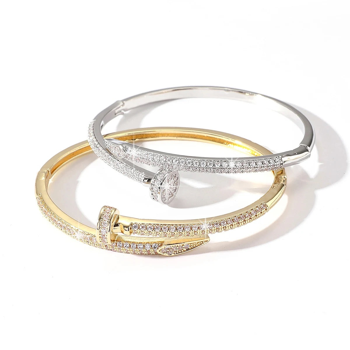 Studded Big Nail Bracelet-Silver
