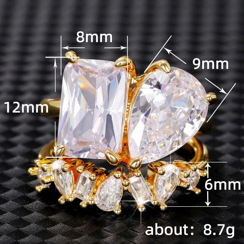 Duo Radiance Solitaire Ring 2 Pc Combo-Gold