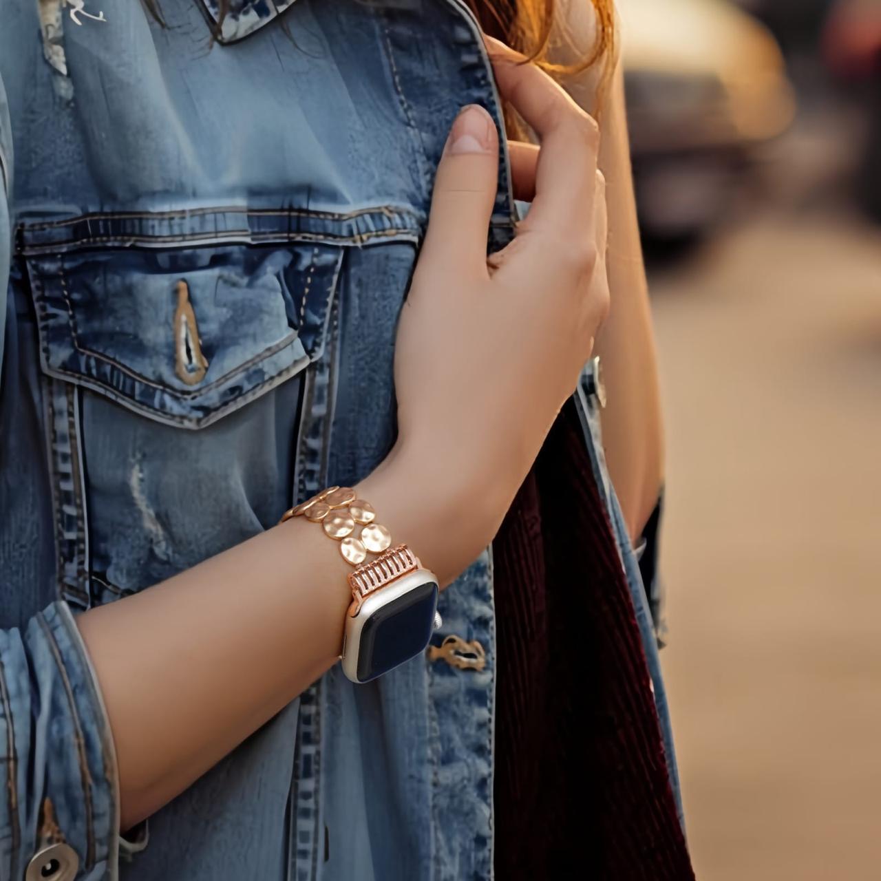 Matte Gold Apple Watch Stretchable Elastic Strap/ Belt