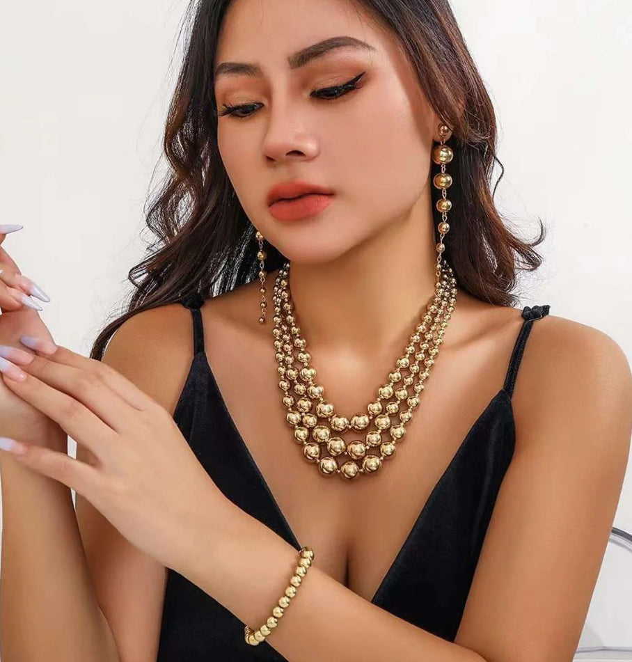 Triple Layer Moti Necklace