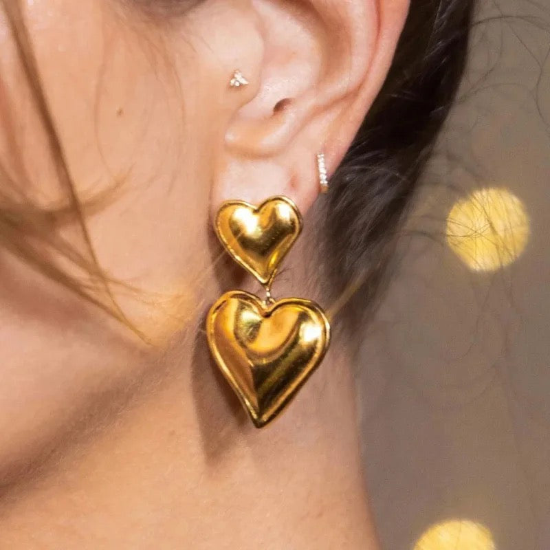 Double Heart SS Earings