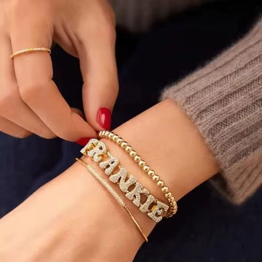 Studded Initial Slider Bracelet-Customised
