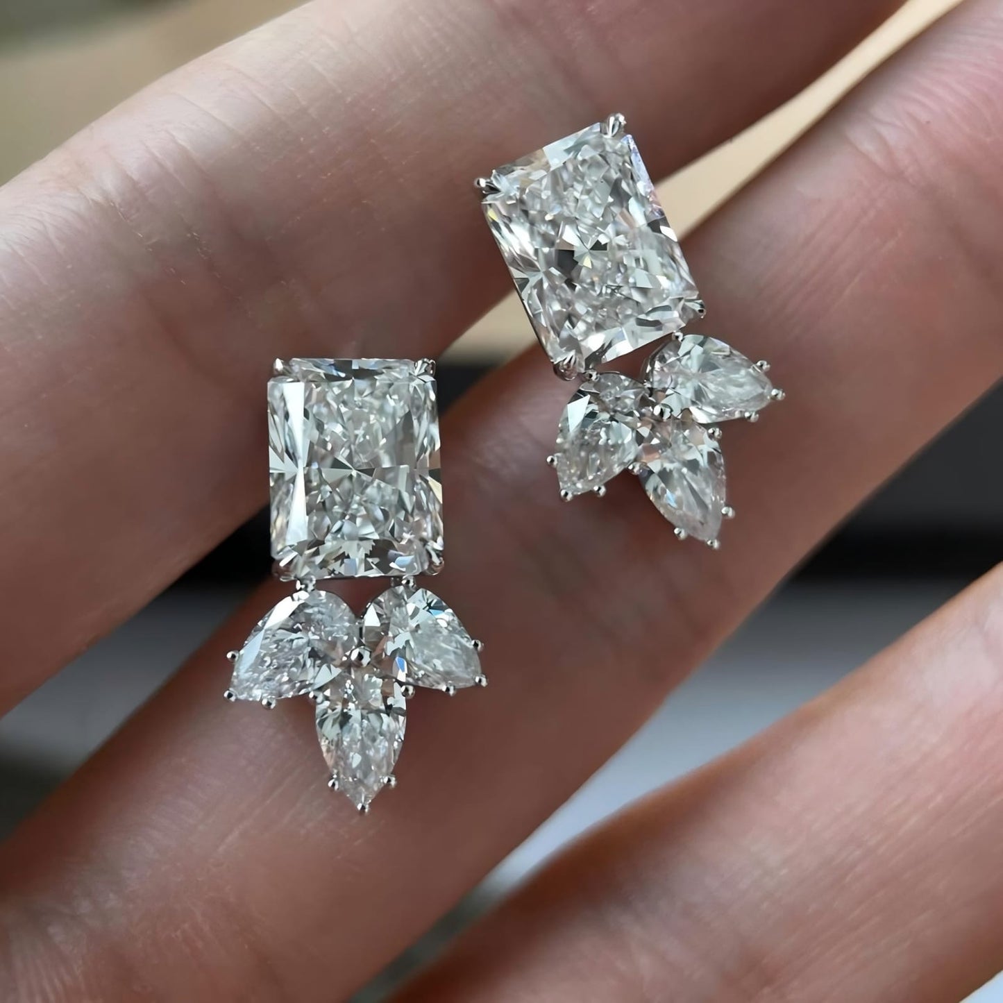3 Solitaire Stud Earrings- Silver