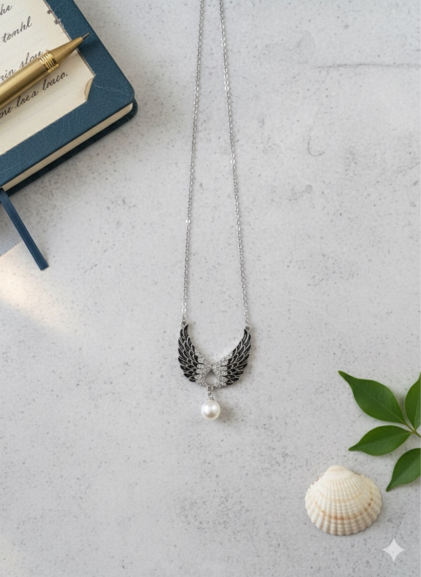 Black Angel Necklace-Silver