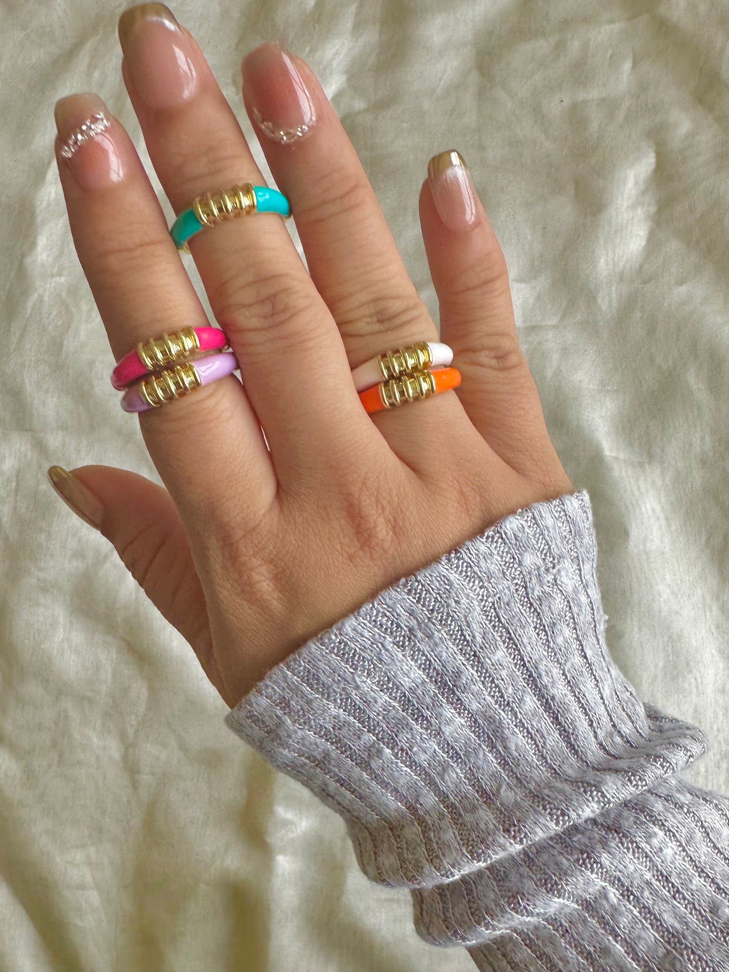 Colorful Enamel Rimmed Rings-5 Colors
