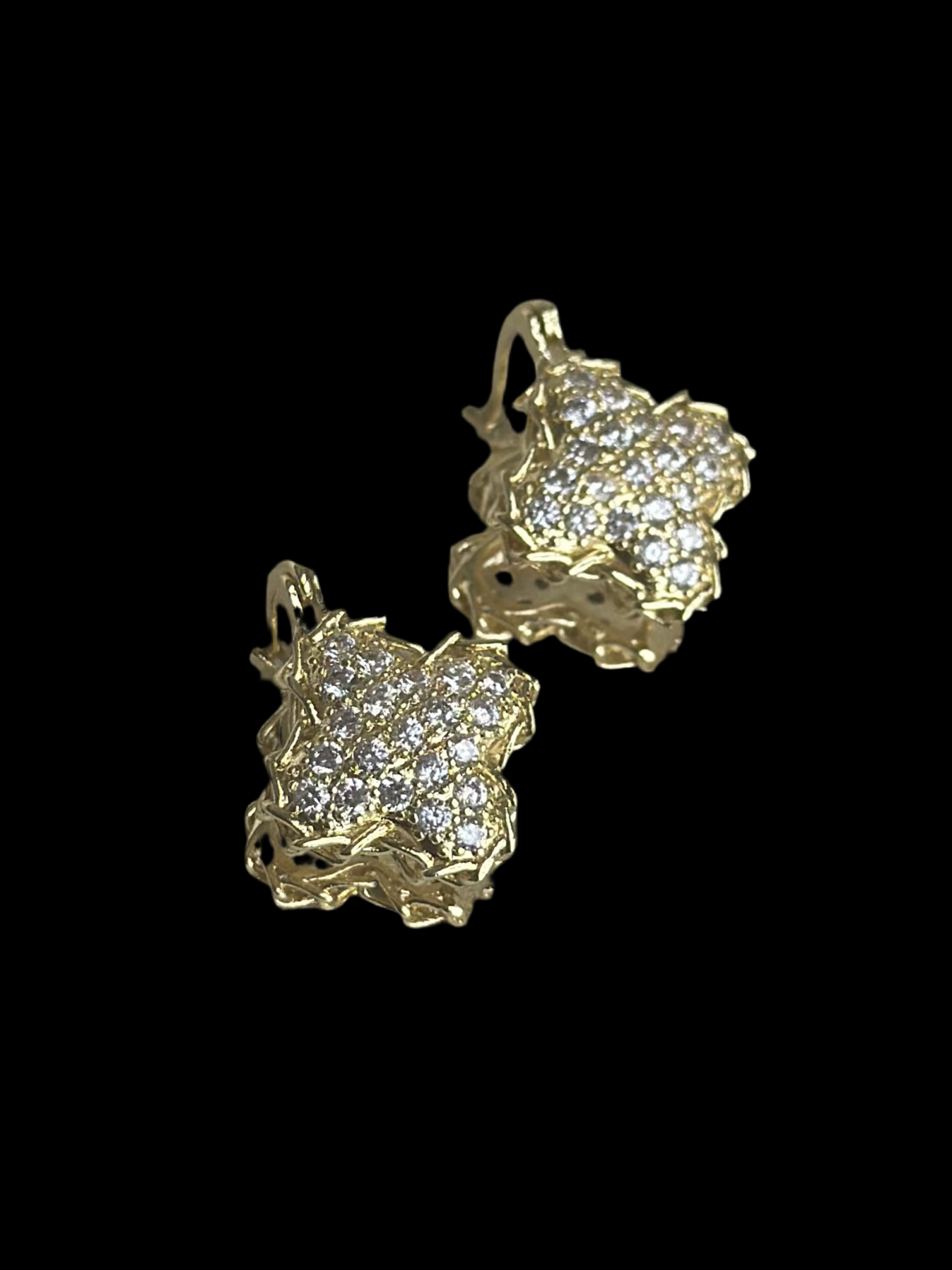 Studded Clover Gold Bali Earrings