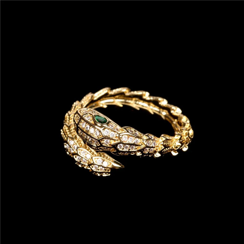 Chunky Snake Studded Ring-Gold