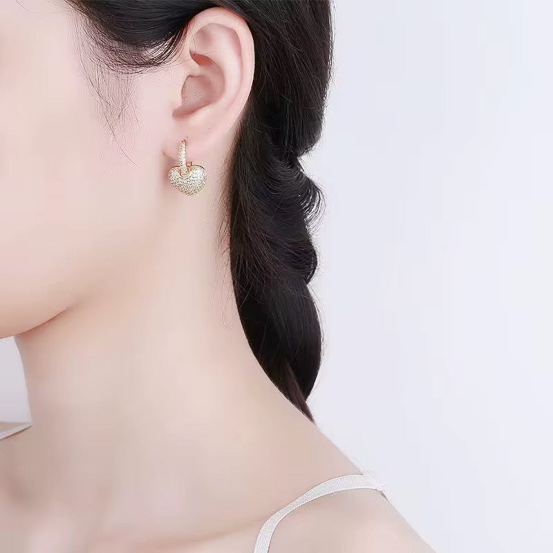 Studded Heart Bali Earrings-Gold & Silver