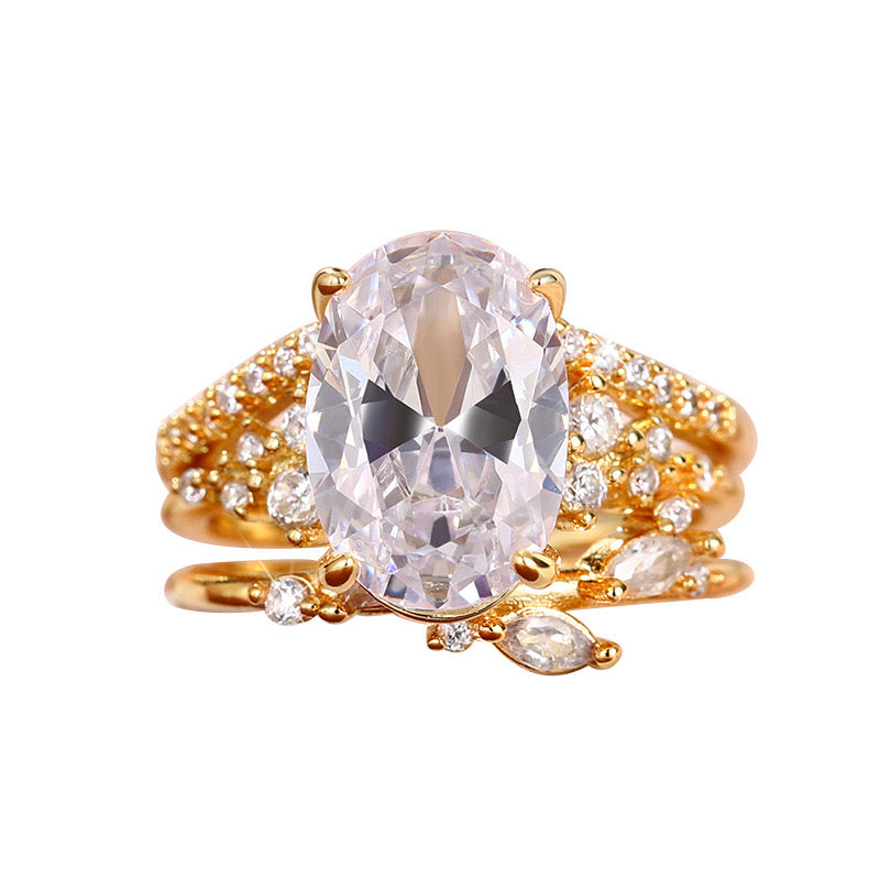 Soft Sparkle Solitaire Trio Ring 3 Pc Set