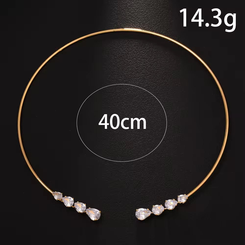 Four Solitaire Gold Choker Necklace