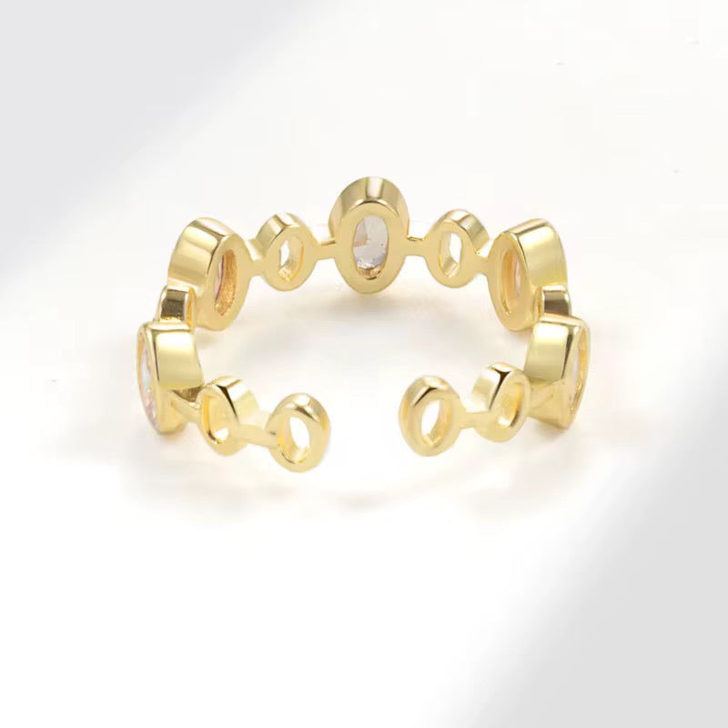 Oval Studded Ring-Silver and Gold