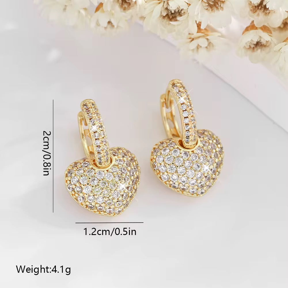 Studded Heart Bali Earrings-Gold & Silver