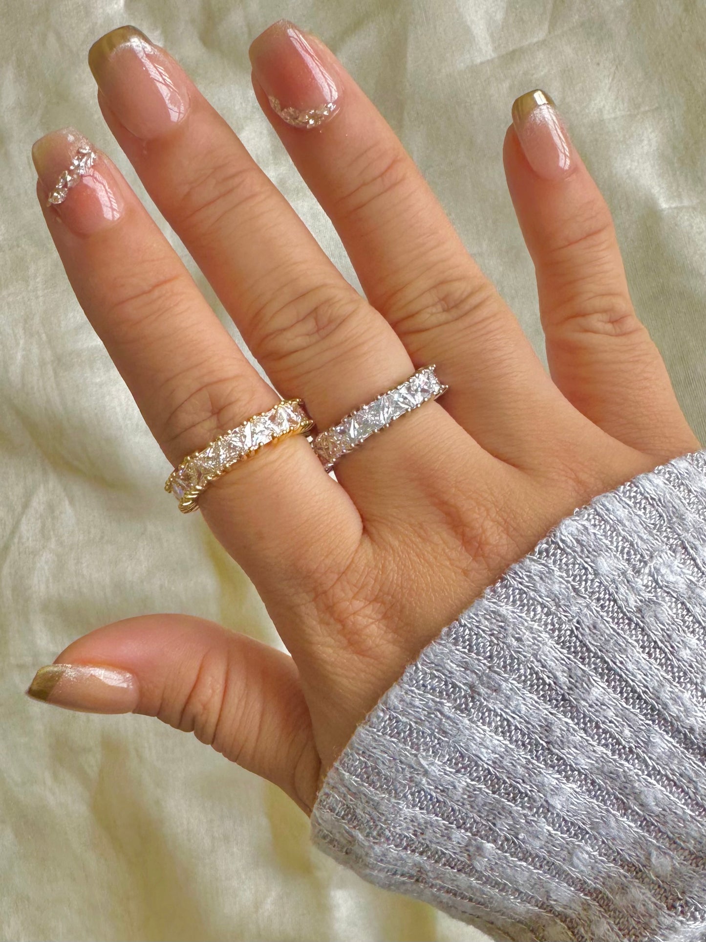 Triangular Eternity Ring-Gold & Silver