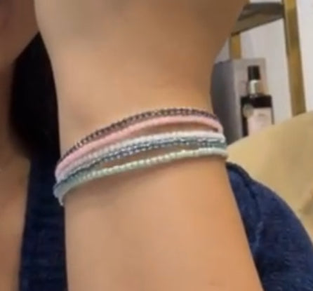 Assorted Stone Elastic Bracelet (Set of 5)-7 Colors Available