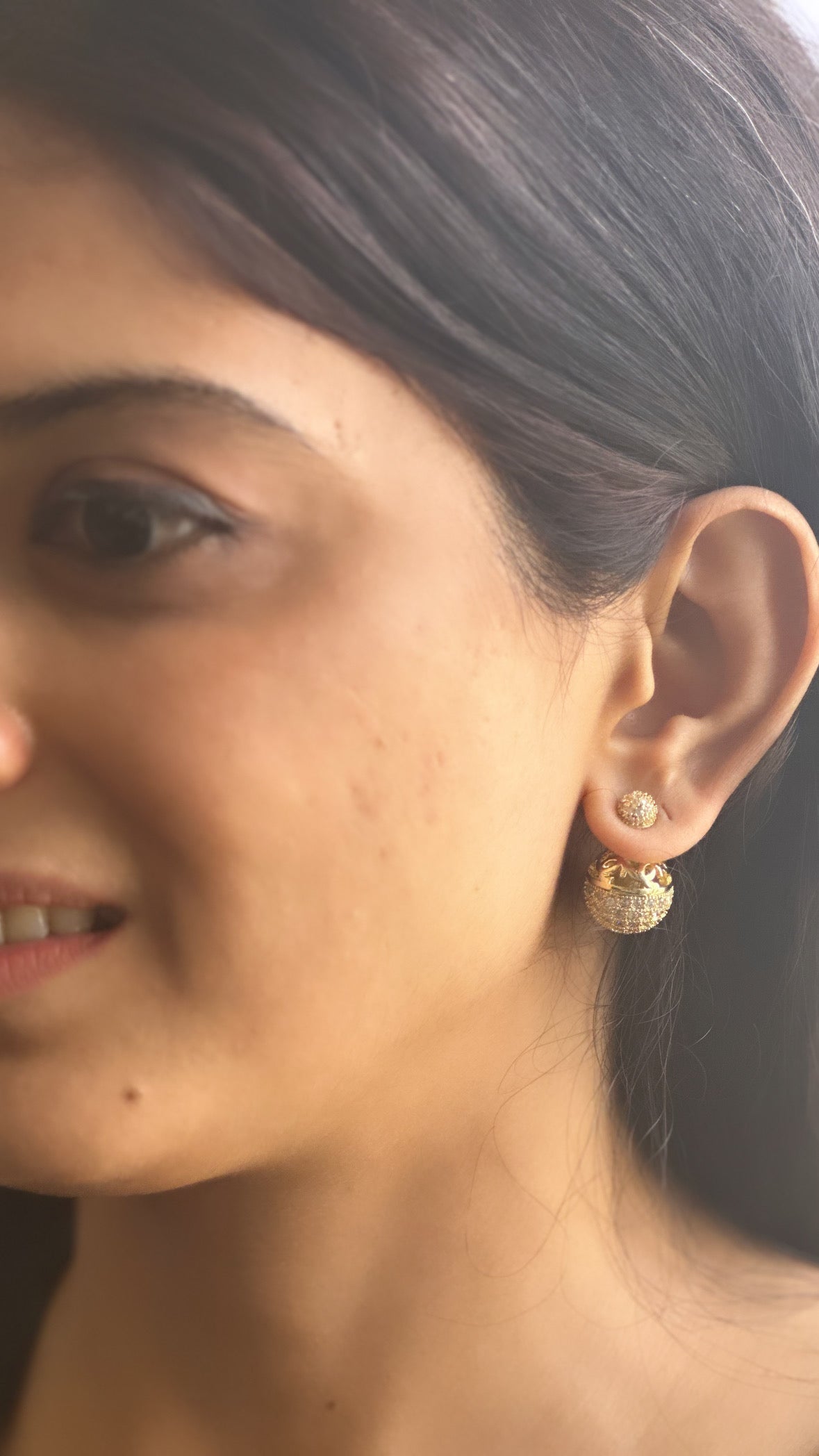 Studded Sandwich Earrings-Gold and Silver