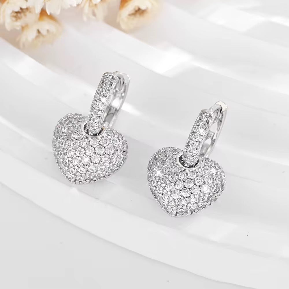Studded Heart Bali Earrings-Gold & Silver