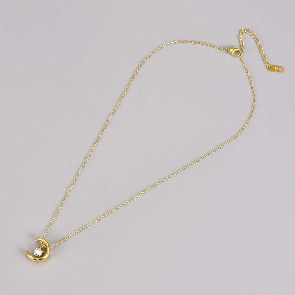 Moon Solitaire Necklace