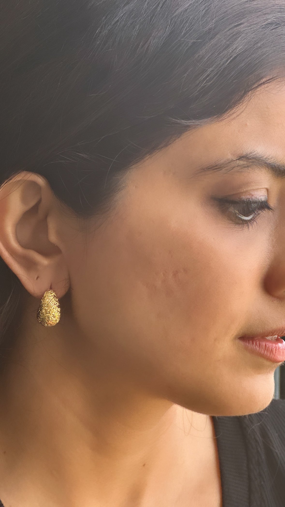 Mini Rustic Drop Earrings-Gold & Silver