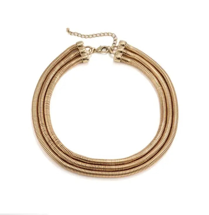 Triple Layer Gold Choker Necklace