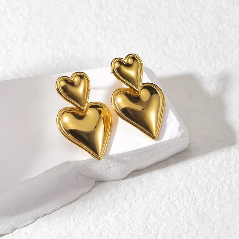 Double Heart SS Earings