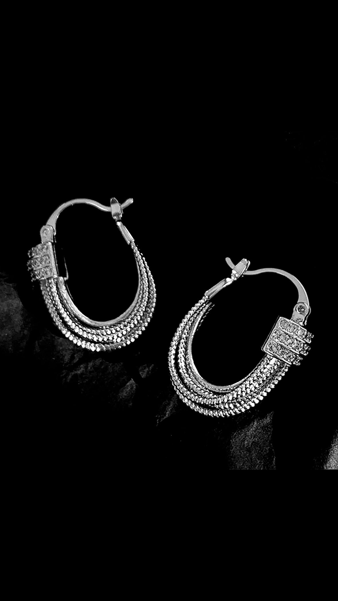 Elegant Silver Studded Hoop Earrings